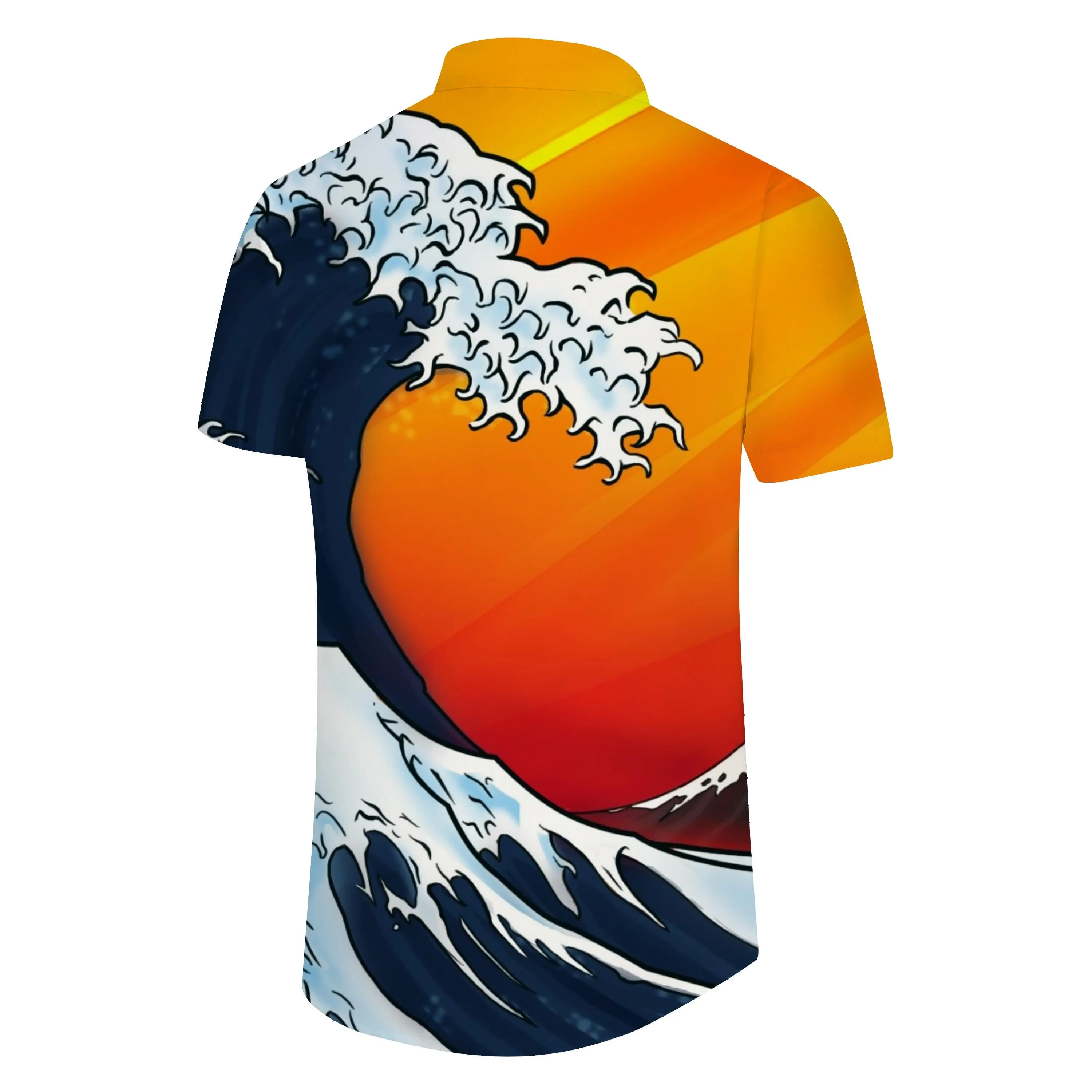Retro style colorful wave 3D printing men's daily Hawaiian shirt casual fashion