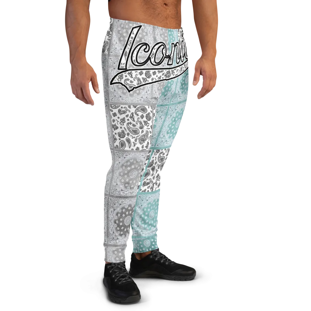ROYAL ICONIC | Bandana Flag Patchwork Tie Dye Acid Wash Aether Pour Unisex Jogger Sweatpant HueMan Gang Half N' Half Grey Blue