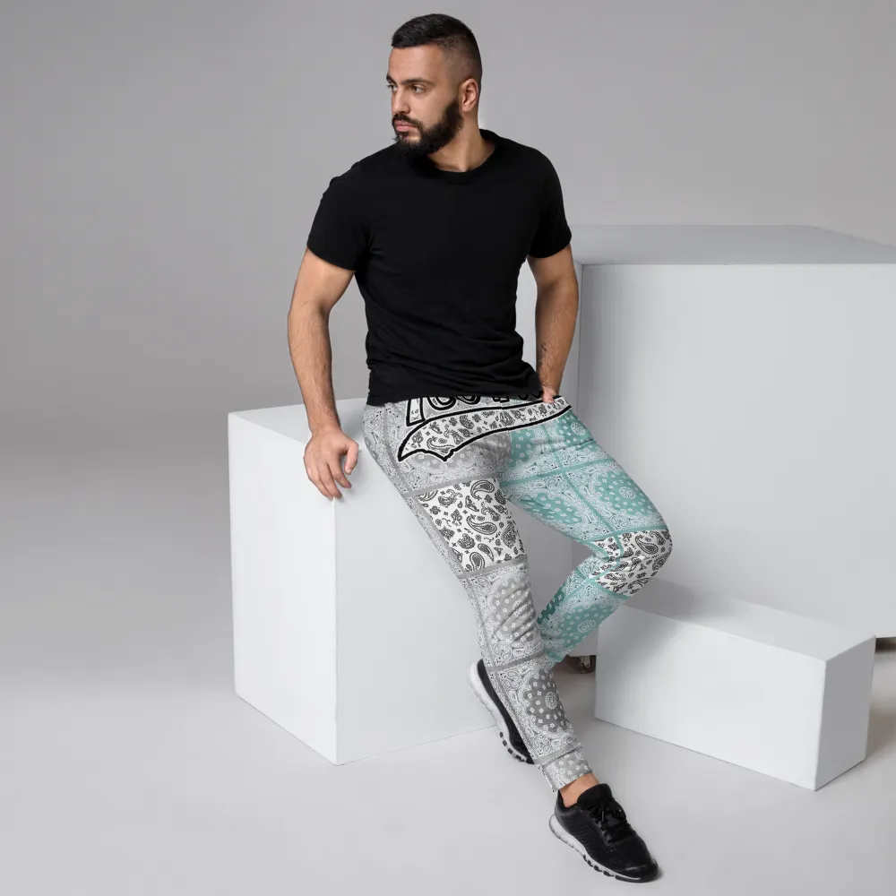 ROYAL ICONIC | Bandana Flag Patchwork Tie Dye Acid Wash Aether Pour Unisex Jogger Sweatpant HueMan Gang Half N' Half Grey Blue