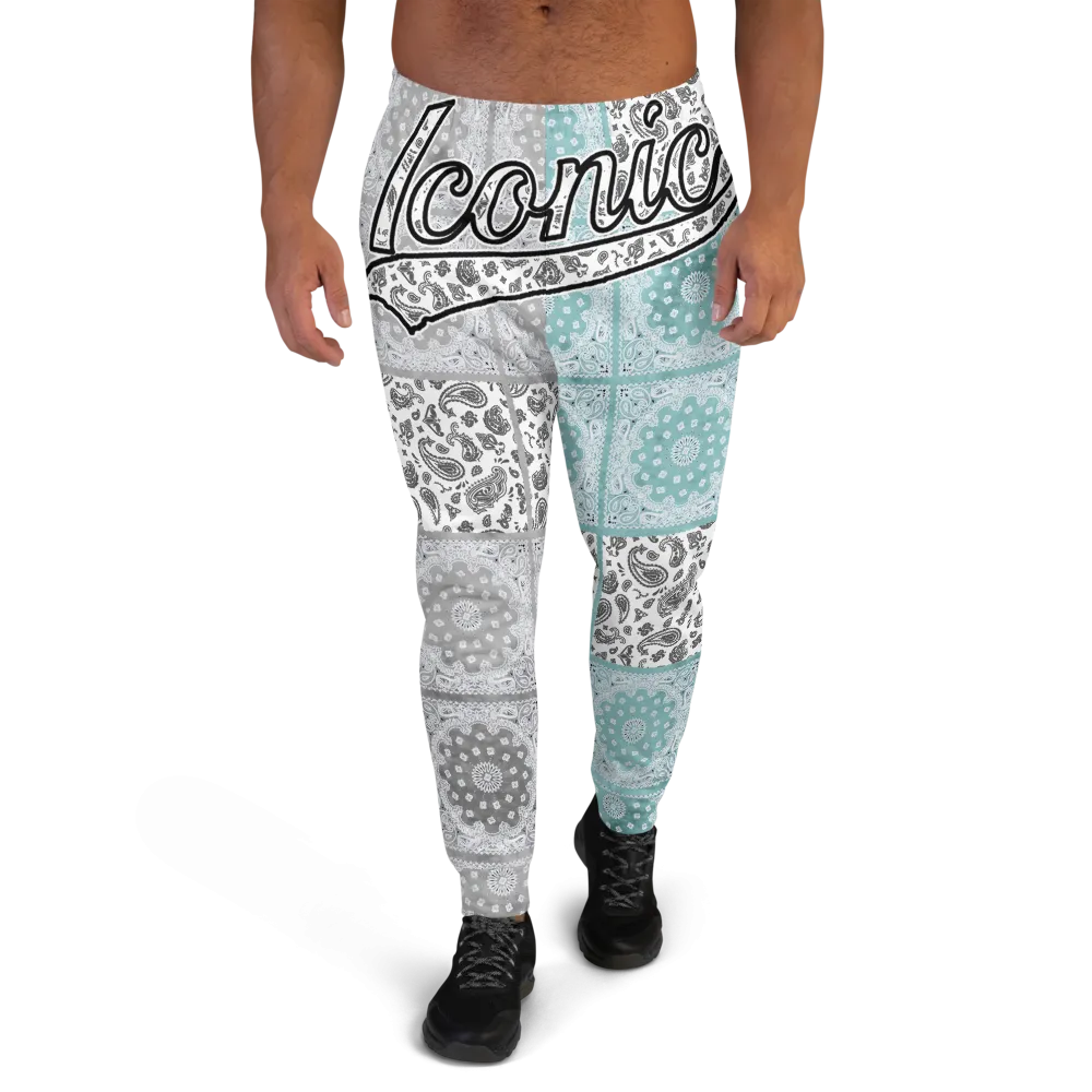 ROYAL ICONIC | Bandana Flag Patchwork Tie Dye Acid Wash Aether Pour Unisex Jogger Sweatpant HueMan Gang Half N' Half Grey Blue