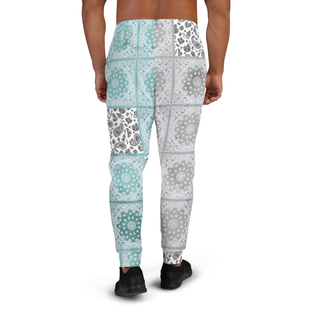 ROYAL ICONIC | Bandana Flag Patchwork Tie Dye Acid Wash Aether Pour Unisex Jogger Sweatpant HueMan Gang Half N' Half Grey Blue
