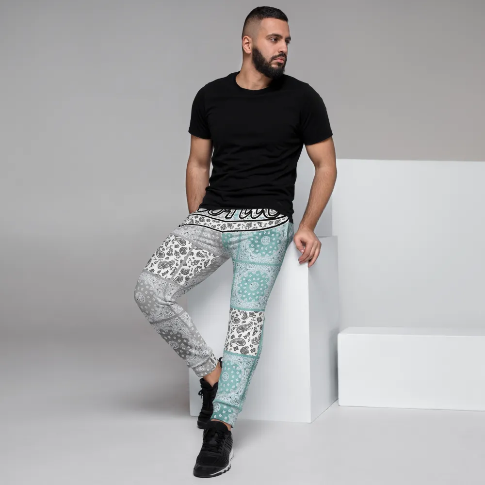 ROYAL ICONIC | Bandana Flag Patchwork Tie Dye Acid Wash Aether Pour Unisex Jogger Sweatpant HueMan Gang Half N' Half Grey Blue
