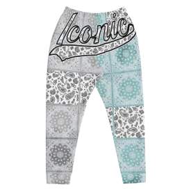 ROYAL ICONIC | Bandana Flag Patchwork Tie Dye Acid Wash Aether Pour Unisex Jogger Sweatpant HueMan Gang Half N' Half Grey Blue