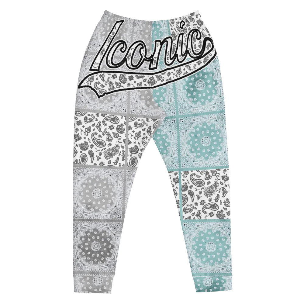 ROYAL ICONIC | Bandana Flag Patchwork Tie Dye Acid Wash Aether Pour Unisex Jogger Sweatpant HueMan Gang Half N' Half Grey Blue