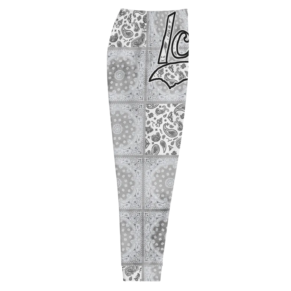 ROYAL ICONIC | Bandana Flag Patchwork Tie Dye Acid Wash Aether Pour Unisex Jogger Sweatpant HueMan Gang Half N' Half Grey Blue
