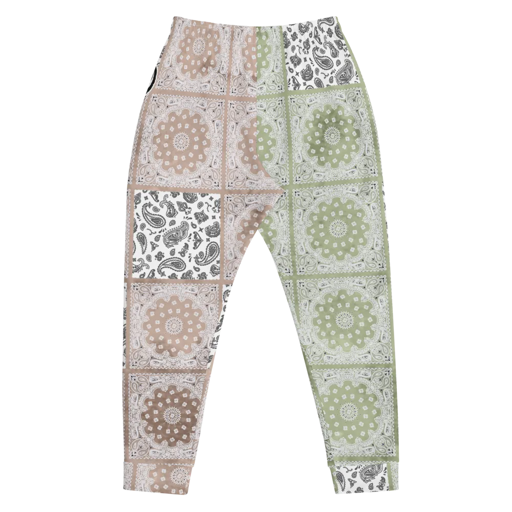 ROYAL ICONIC | Bandana Flag Patchwork Tie Dye Acid Wash Aether Pour Unisex Jogger Sweatpant HueMan Gang Half N' Half Olive Khaki