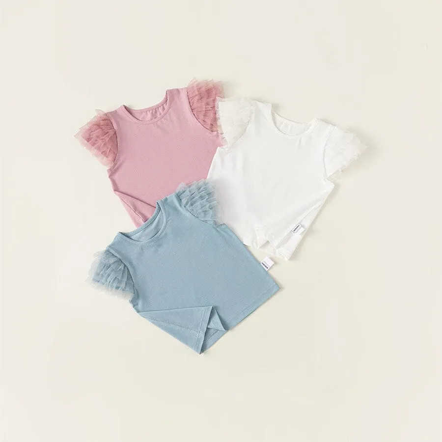 Sweet Mesh Flying Sleeve Summer Tee