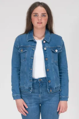 Teagan Classic Denim Jacket with Breast Pockets - Light Wash