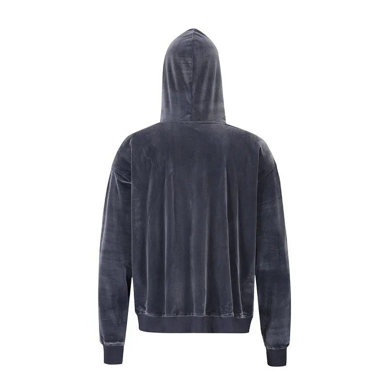 Velvet Suede Hoodie - Grey