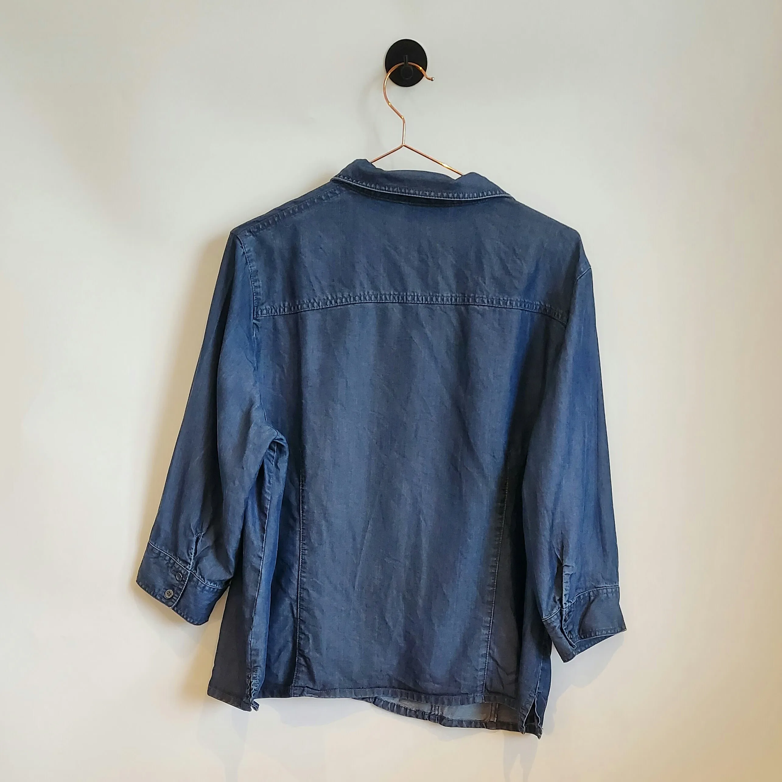 Vintage 90's Bejewelled Denim Shirt  | Size 14