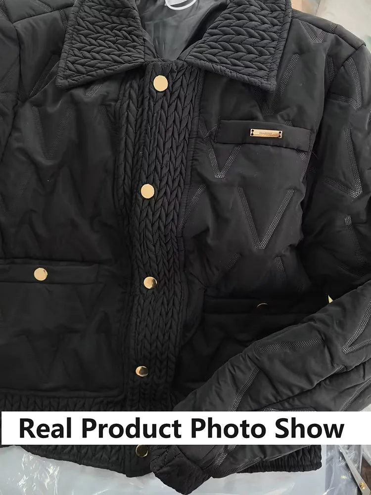 Wenkouban-y2k outfits Valentine's Day gift Women Cotton Padded Coats Autumn Winter Lightweight Fashion Turn-down Collar Quilted Jacket Outerwear Female Warm Overcoats