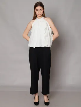 White Solid Relaxed Fit Top