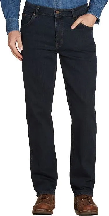 Wrangler Men's Texas Stretch Brown Stitch Indigo Classic Fit Jeans (W12175001)Size 30 - 50"