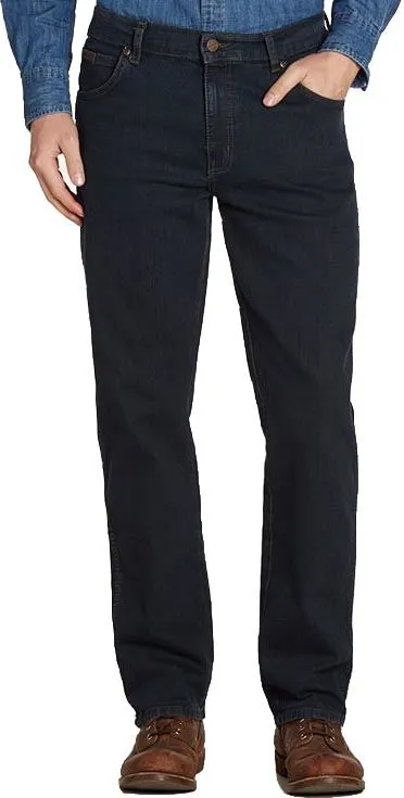 Wrangler Men's Texas Stretch Brown Stitch Indigo Classic Fit Jeans (W12175001)Size 30 - 50"