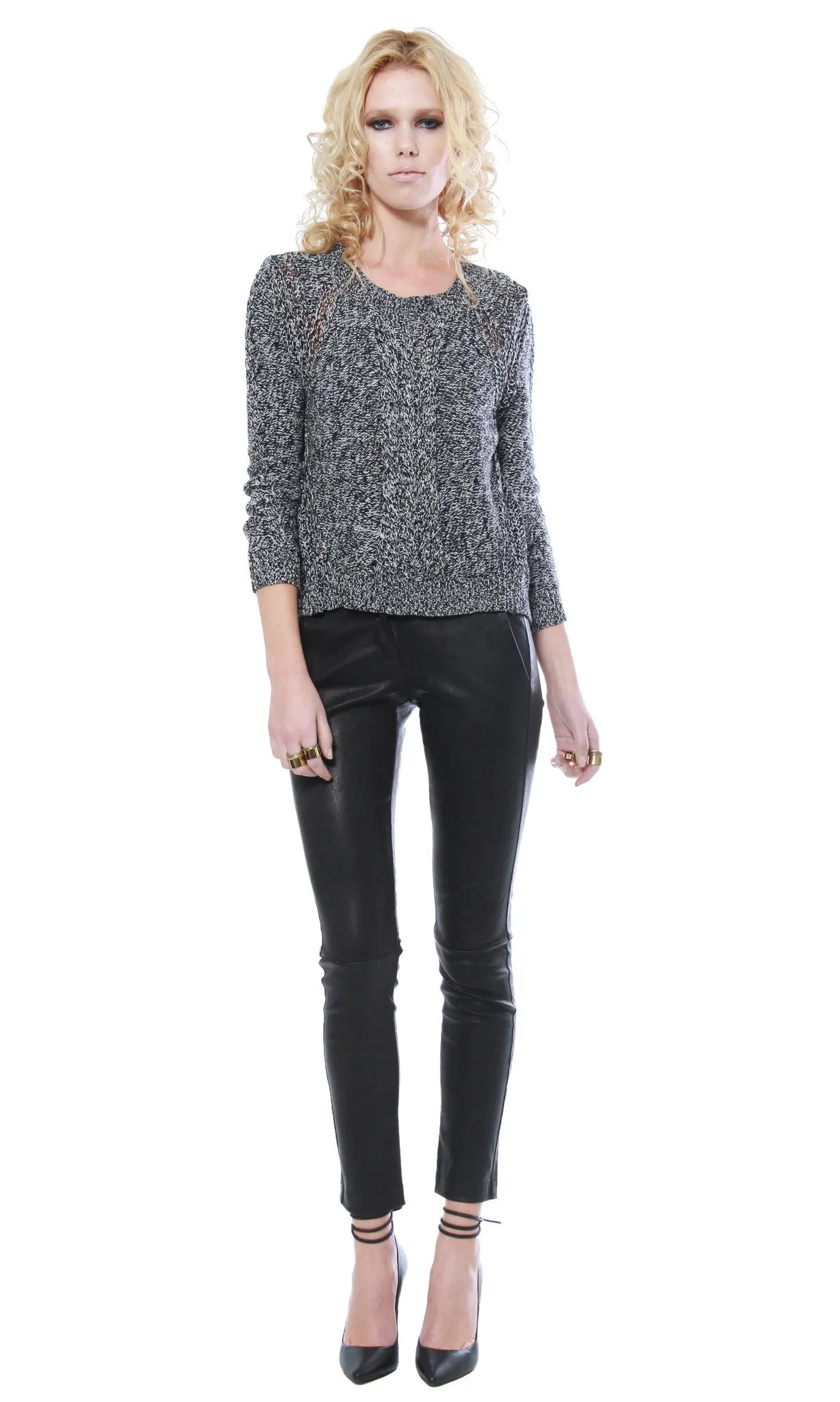ZIPPER BACK MELANGE SWEATER
