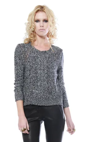 ZIPPER BACK MELANGE SWEATER